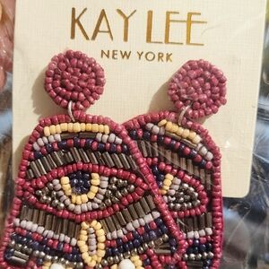 Beaded Earrings - Red and Gold